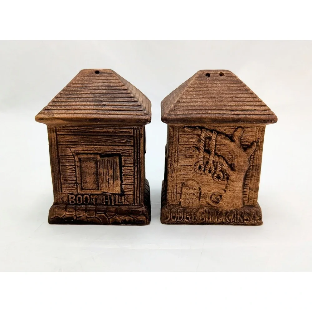Dodge City Kansas Boot Hill Old Ft. Dodge 1864 Jail Salt & Pepper Shakers